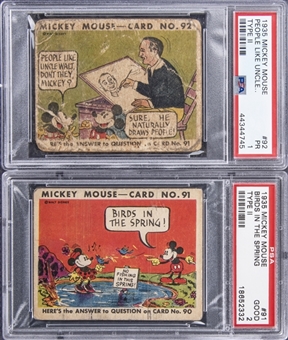 1935 R89 Gum, Inc. "Mickey Mouse" Complete Set (96) Including PSA-Graded Examples